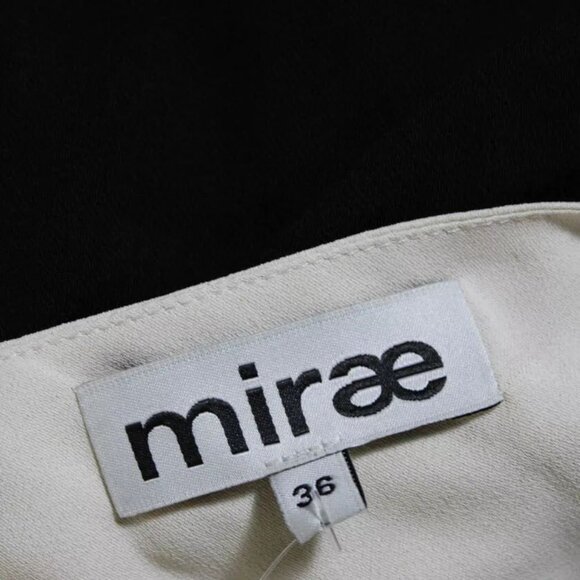 Mirae Womens Off Shoulder Cutout Colorblock Slit Midi Dress Cream Black Size 36 - Picture 3 of 3